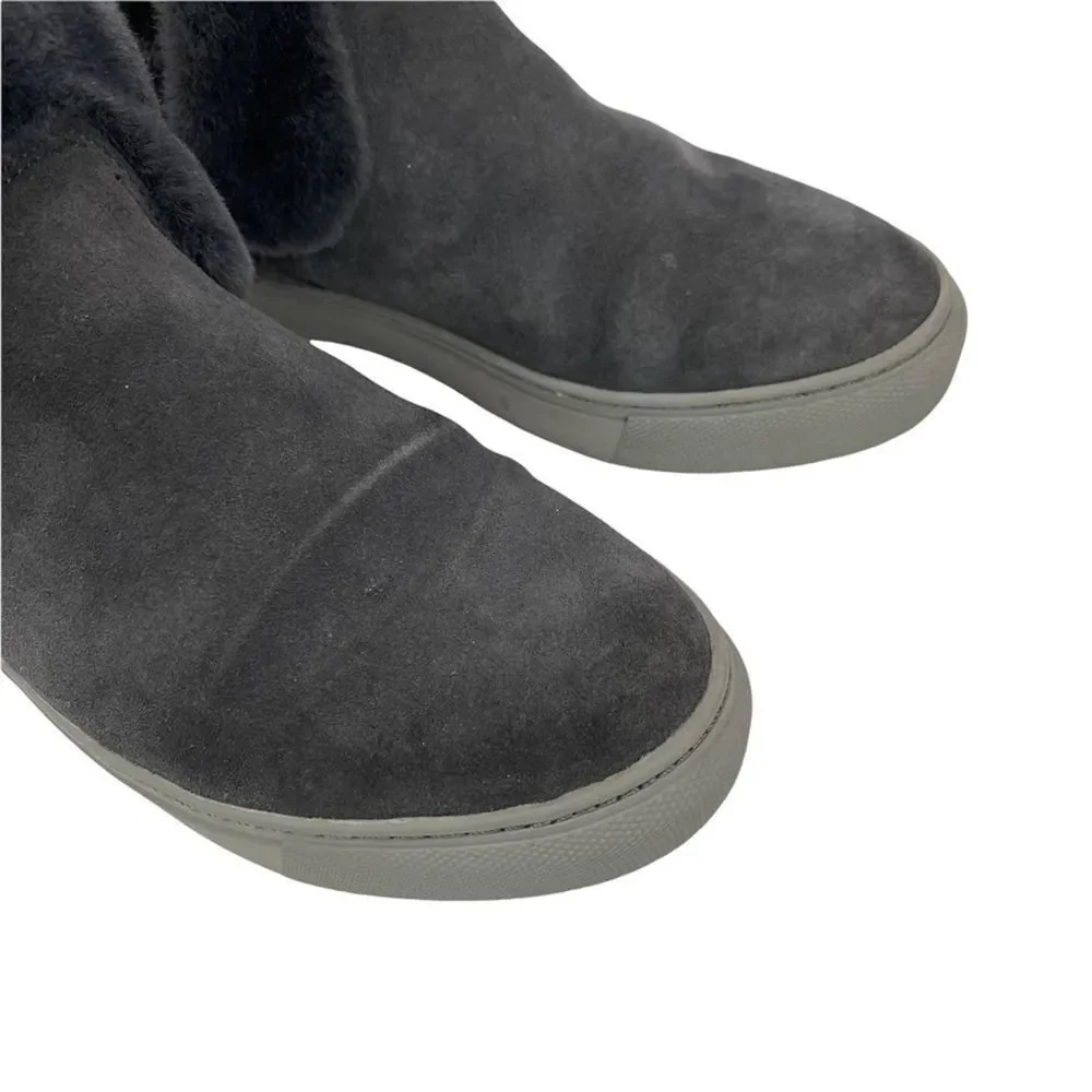 COUGAR Womens Duffy Faux Fur Trim Waterproof Gray Suede Ankle Sneakers Bootie 7